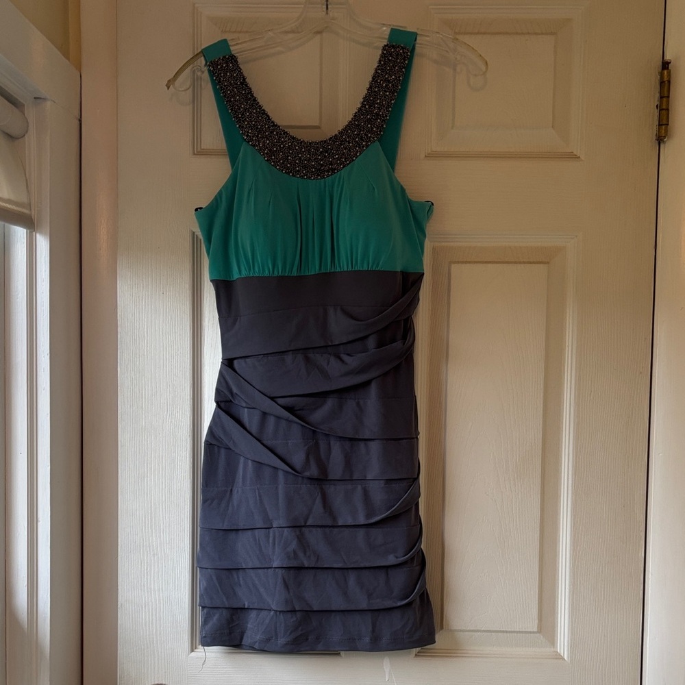 City Triangles Teal and Black Mini Dress